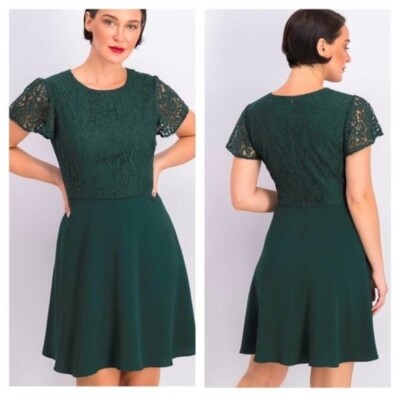 NWT Gal Meets Glam Women's Size 6 Hunter Green Fit & Flare Lace Mini Dress | eBay NWT Gal Meets Glam Women's Size 6 Hunter Green Fit & Flare Lace Mini Dress | eBay