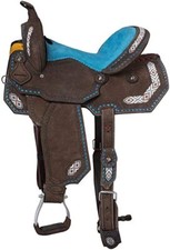 Best Quality Western Leather Barrel Rough Out Saddle With Free Matching Tack set