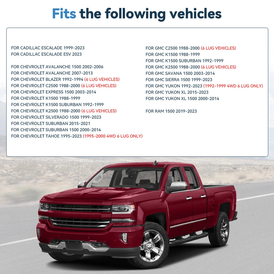 4Pc 2" 6x5.5 Wheel Spacers 14x1.5 For 1999-2025 Chevy Silverado 1500 Sierra 1500 - Image 3 of 4