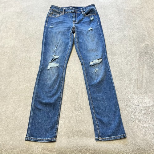 Old Navy Jeans Damen 2 Blue Power Straight Mid Rise Stretch Ripped Denim