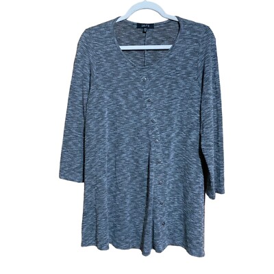 Comfy USA Womens Size Medium Multicolor Marled Button Accent Tunic Top Blouse