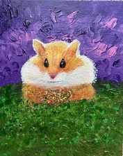 “Hamster's Walk”_Original hand painted 10”x8” acrylic framed painting