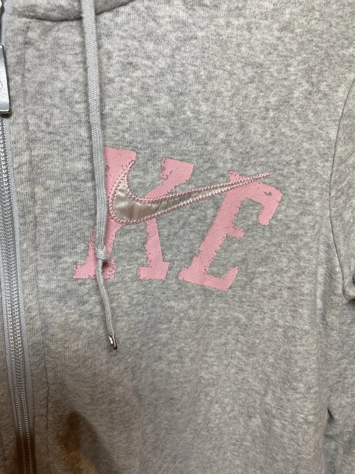 Nike Suéter Niñas 8/10 Medio Gris Rosa Cremallera Completa Swoosh Sudadera con Capucha Niños Jóvenes Foto 4 de 4