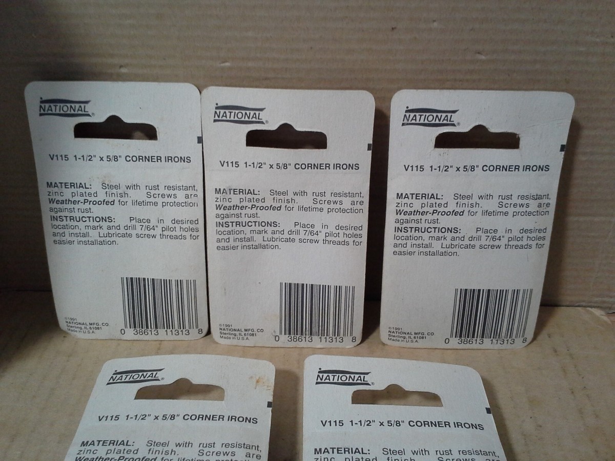5PK National Hardware 113-134 Corner Braces Zinc Plated 1-1/2