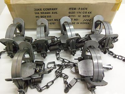 6 Duke #1 3/4 Coil Spring Traps 4 COIL 0478 Coyote Bobcat Lynx Trapping 5 1/4''