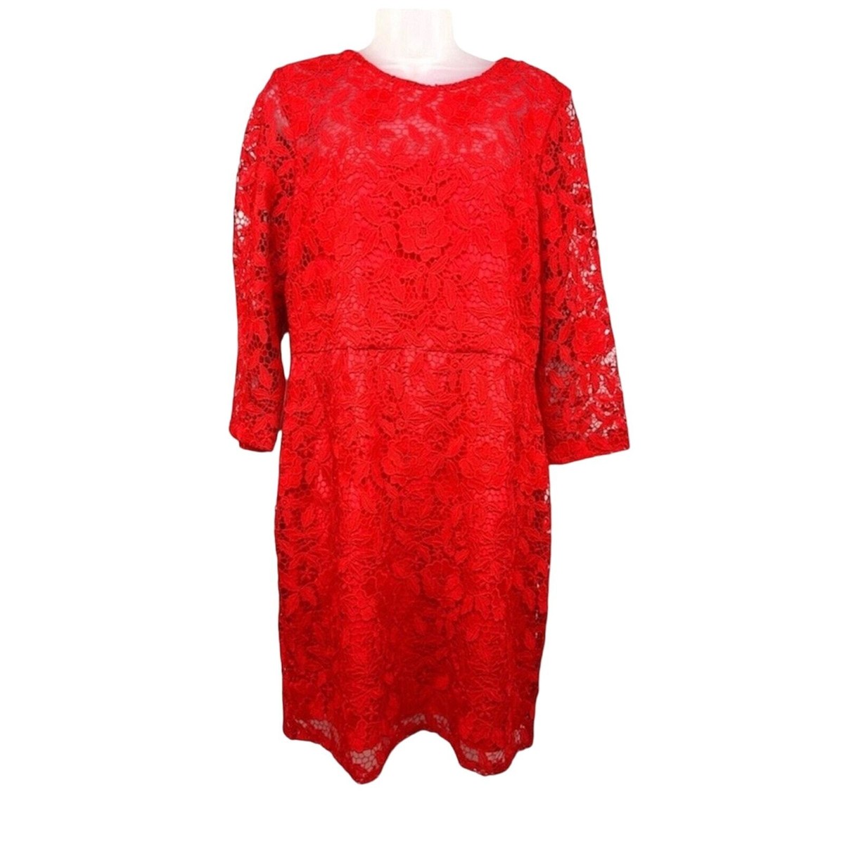 Red Floral Lace Sheath Dress Size 12 NWT