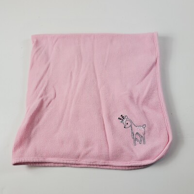 Parents Choice Pink Thermal Waffle Weave Reindeer Fawn Baby Blanket Cotton  Lovey