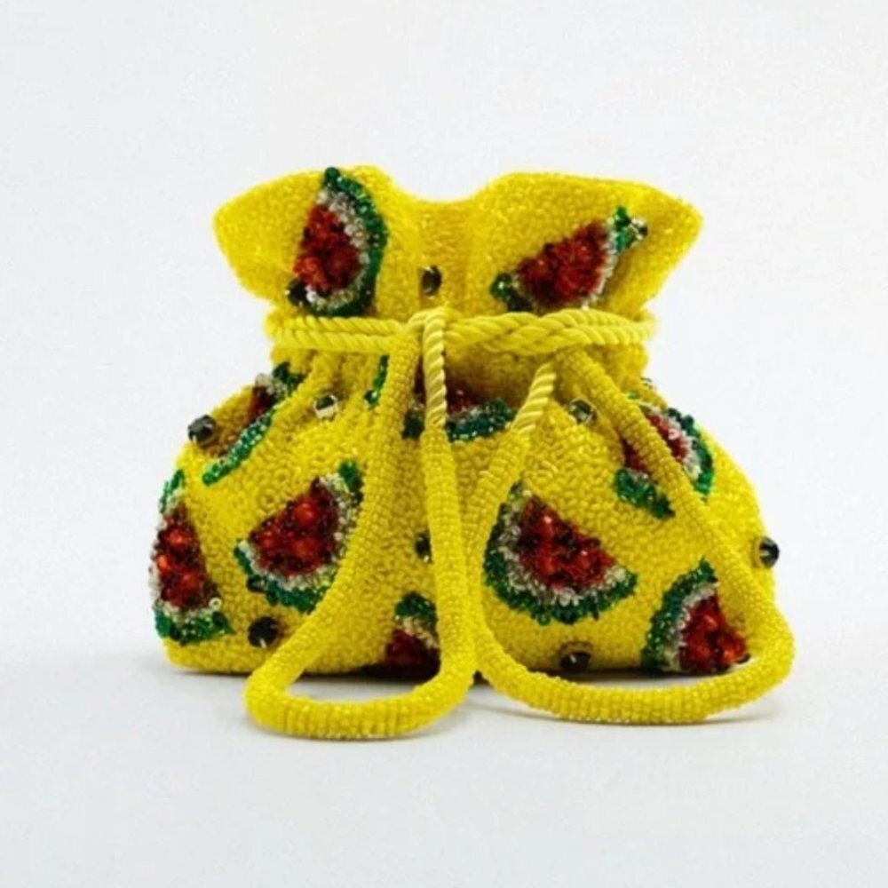 ZARA【NEW】 BUCKET BAG WITH BEADING ZARA SEQUIN BEADED WATERMELON BUCKET BAG YELLOW RED NWT | eBay