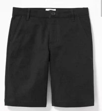 Old Navy Boys SIZE 18 Built In Flex Straight Uniform Shorts BLACK School  #31823