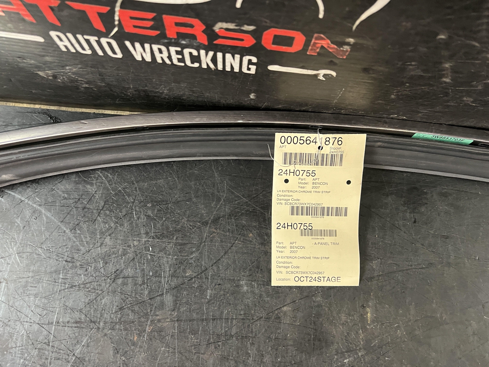 03-10 BENTLEY CONTINENTAL GT DRIVER LEFT EXTERIOR CHROME ROOF TRIM 3W8853703F