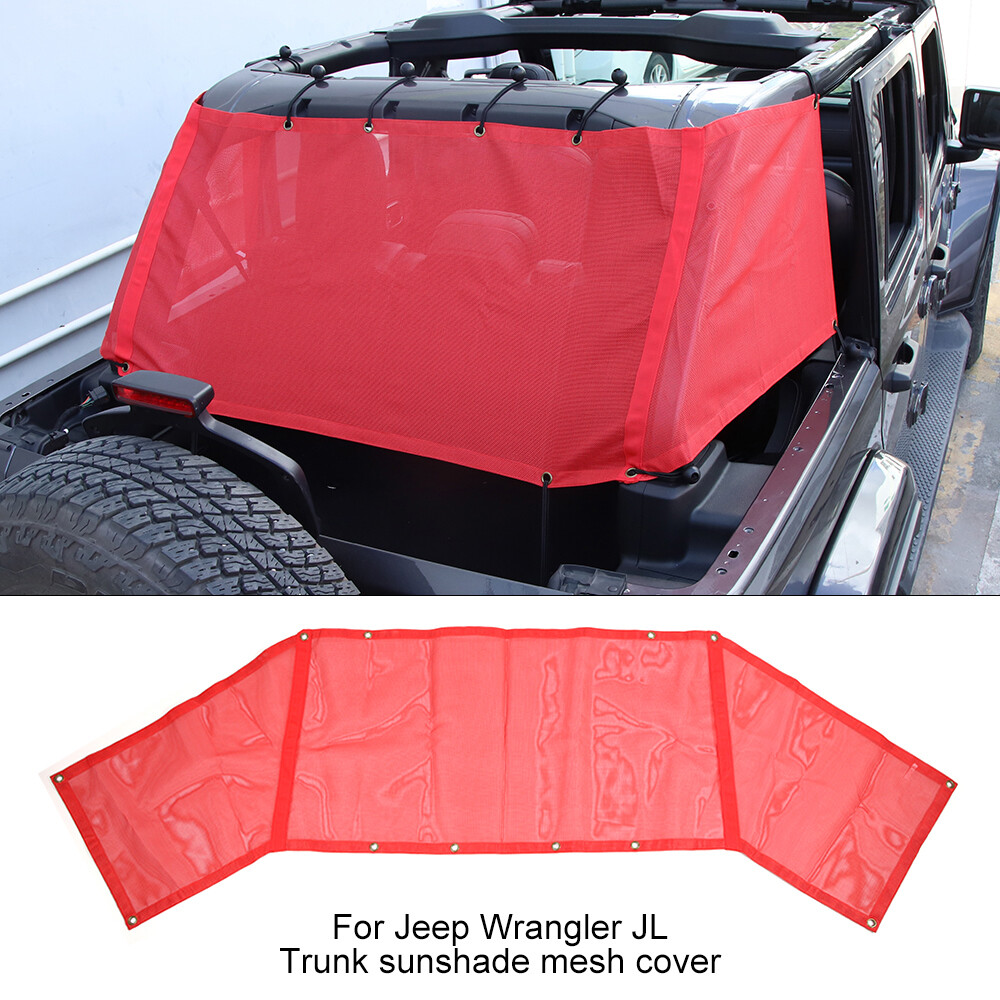 CheroCar Black Mesh Sun Shade – For Jeep Wrangler JK 2007-2018 – UV Protection, 2-Piece Set