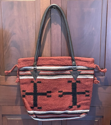 El Paso Saddle Blanket Southwestern Aztec Wool Tote Bag Purse Shopper