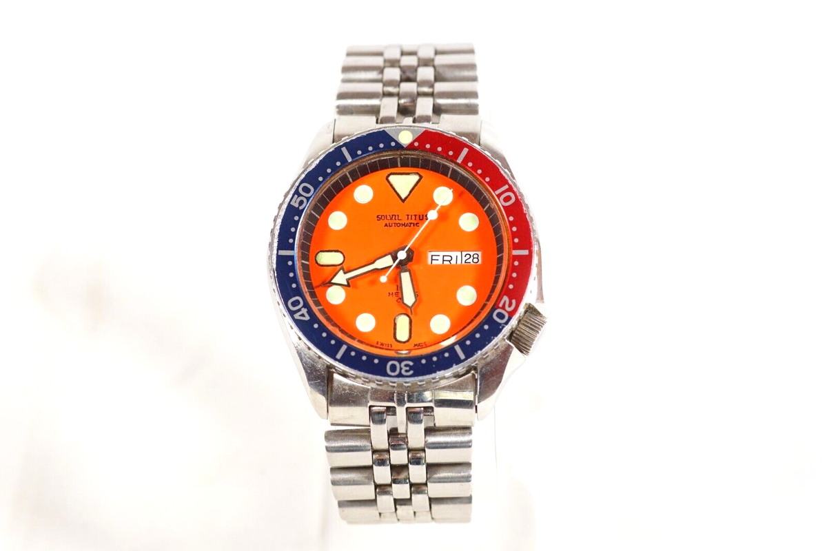 ペプシ Solvil & Titus Automatic Pepsi Dive Watch Day Date Swiss ETA-2836