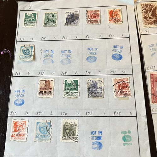 FRANCOBOLLI MESSICO VINTAGE SU 10 PAGINE FOGLI DI OMOLOGAZIONE - Foto 7 di 10