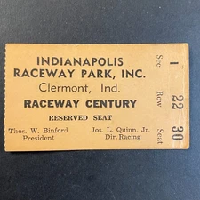 Indianapolis Raceway Park Clermont, IN IRP c1964 Raceway Century Ticket Stub