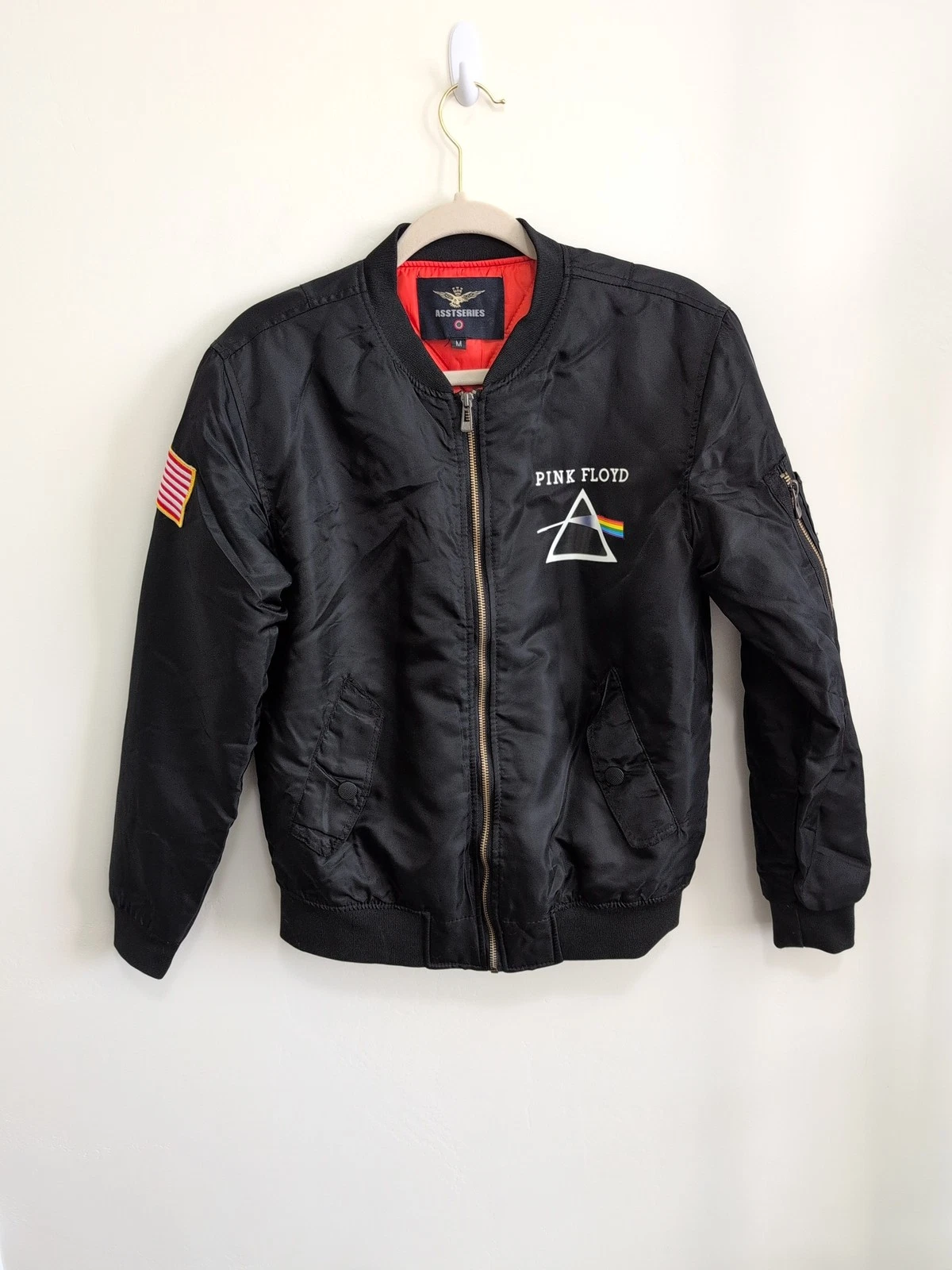 Asstseries Pink Floyd Dark Side Moon Bomber Jacket Unisex Sz M Black - product detail image 1