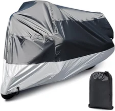 Motorcycle Cover Waterproof Outdoor - PSLER Universal Black & Chrome 