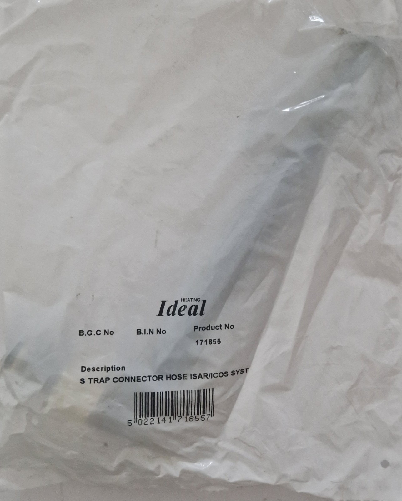 IDEAL ISAR HE 24 30 35 S TRAP CONNECTOR HOSE KIT ISAR/ICOS SYSTEM 171855
