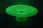 Vintage Carnival Glass Depression Glass Compote Pedestal Bowl Uranium GLOWS 12"