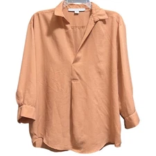 Hyfve Size Small Terracotta Brown Long Sleeve Collared Blouse