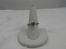 Vintage Sterling Silver Cubic Zirconia Solitaire  Accented Ring Sz 8.75 286