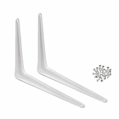 WIDESKALL 2 Pcs Heavy Duty 10 x 12" inch Metal Shelf Brackets White Book Contertop Support