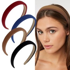 4 Pack Brown Red Blue Black Padded Headbands Women Non Slip Soft Thick