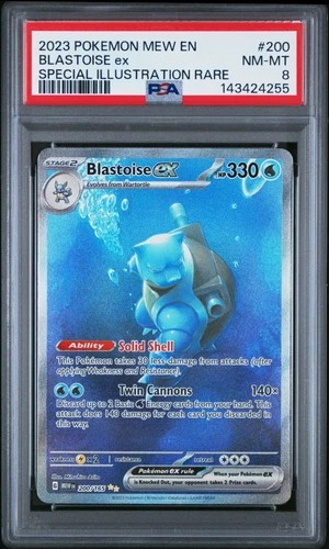 2023 POKEMON MEW EN-151 SPECIAL ILLUSTRATION RARE #200 BLASTOISE EX PSA 8