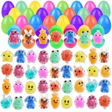 32 Pack Prefilled Easter Eggs with Squishy Toys Inside Bright Colorful Filled...