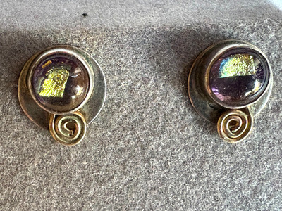 Barbara Sucherman Ohrringe Sterlingsilber Gold Filled dichroitisches Glas