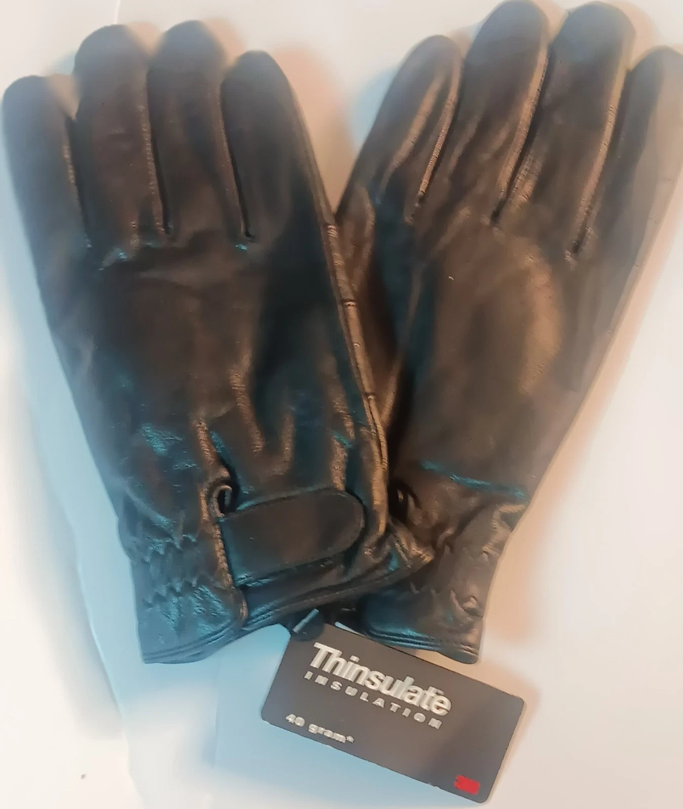 Men's Thinsulate Wriststrap Leather Gloves, Black, XLarge