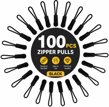 100PCS Zipper Pull Replacement, Black Removable Zipper Pulls Tabs with Storage C