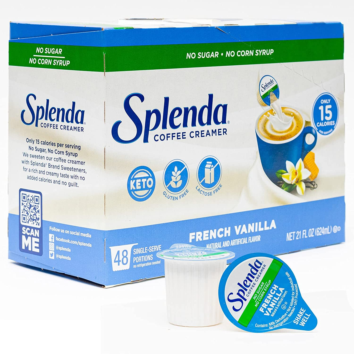 Single Serve Coffee Creamer Cups, Sugar Free French Vanilla,