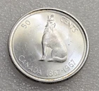 1967 50 Cents Centennial Canada Howling Wolf Mint State #114A