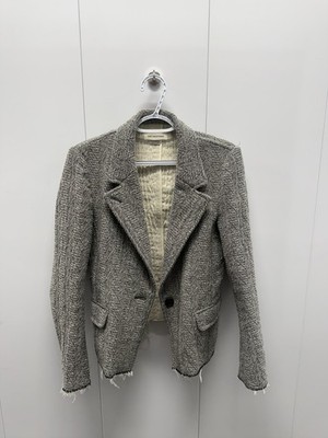 Isabel Marant Etoile  Blazer Ela Raw Edge Herringbone Red Wool Blend W's Sz 40