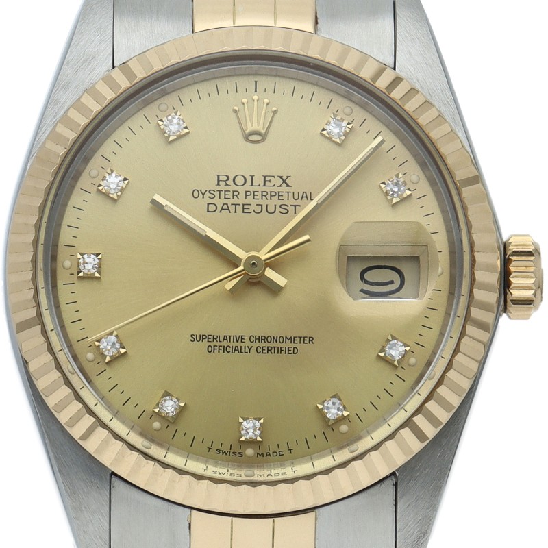 Orologio uomo ROLEX Datejust 10P diamante antico 16013(R) K18YG/acciaio inoss...