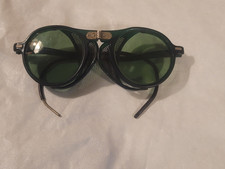 Vintage Willson Green Industrial Folding Safety/ Riding Glasses Steampunk