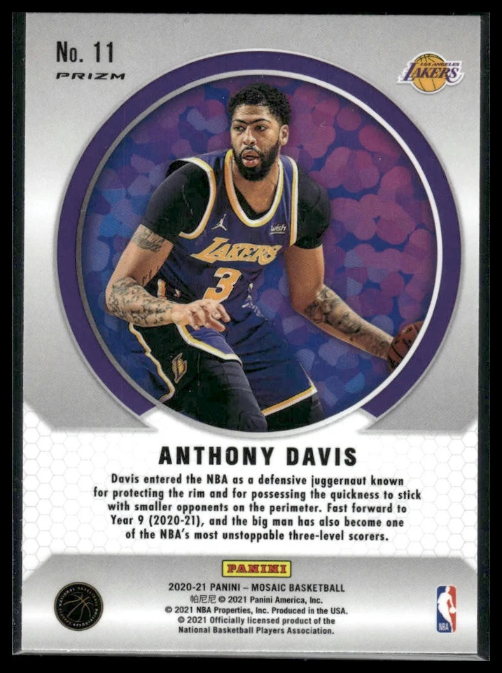 2020-21 Panini Mosaic #11 Anthony Davis Men of Mastery - Image 2 of 2
