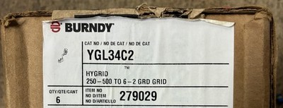 Box of 6 BURNDY YGL34C2 copper grounding crimp  250-500 MCM to 6-2 ground grid