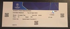 TICKET 24/5 CL Arsenal v Paris Saint Germain Rare