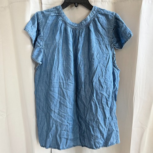 Lauren Conrad Womens Top Size 2XL Lyocell Denim Chambray Western Flutter 18710 - Picture 2 of 9