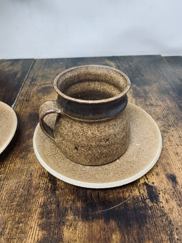 Vintage Stoneware Mugs Cups Saucers  Brown - Picture 11 of 17
