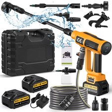 6IN1 Wireless Car Washer High Pressure Jet Wash Yard Cleaner Portable 2x Battery