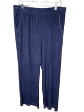 LOGO by Lori Goldstein Brushed-Loop French Terry Pants A522792 Blue Petite Large