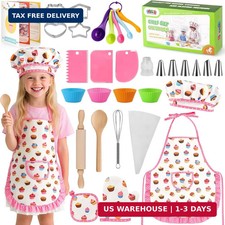 Kids Cooking and Baking Sets, 32PCS Kids Chef Hat and Apron Pretend Pl