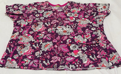 Vera Bradley Scrub Top Womens 3X Floral Short Sleeve Medical Uniform Ex Con