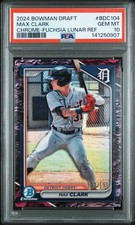 2024 Bowman Draft -Chrome Max Clark #BDC-104 Fuchsia Lunar Refractor /199 PSA 10