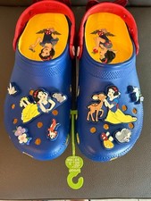 Disney Girls Crocs Snow White Classic Clog Sandals Blue Yellow Size 6