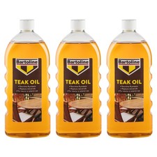 3x Bartoline Teak Oil Wood Furniture Sealer Protector Exterior Interior Use 1L 10.66 per litre
