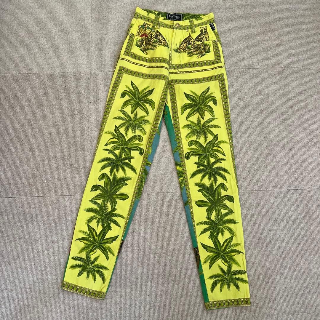 VERSACE Skinny Pants Tarzan Collection All Over Print Rare Size 26 40 Italy thumbnail 2